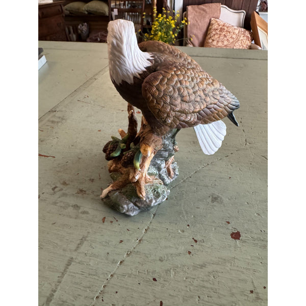 Vintage Porcelain Bald Eagle Figurine Detailed Hand Painted Sculpture