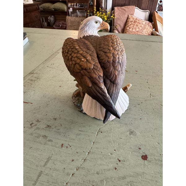 Vintage Porcelain Bald Eagle Figurine Detailed Hand Painted Sculpture