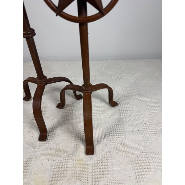 Rustic Iron Texas Star Candle Holders Set Of 2 Western Style Decor Rust Finish