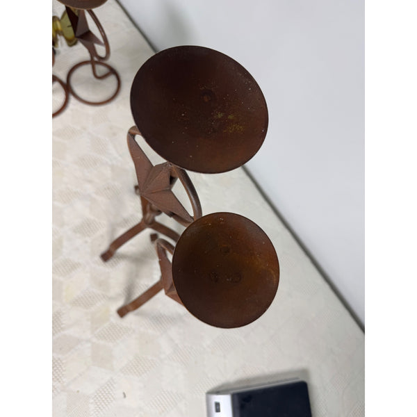 Rustic Iron Texas Star Candle Holders Set Of 2 Western Style Decor Rust Finish