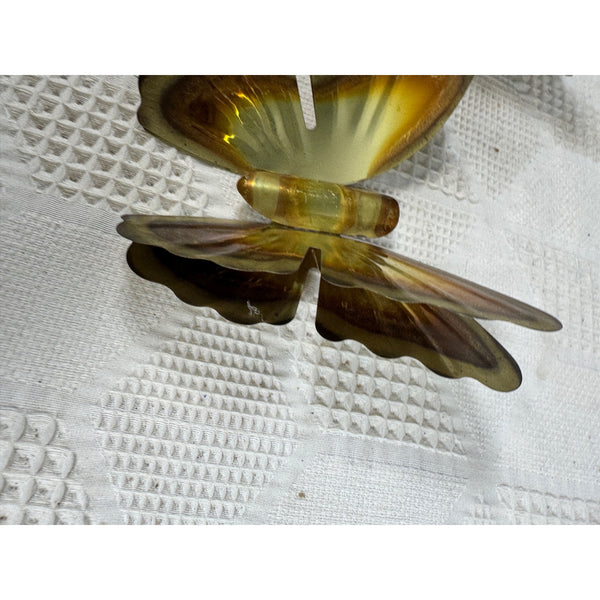 Vintage Brass Butterfly Wall Hangings Set of 3 Gradient Tones Double Wing Design