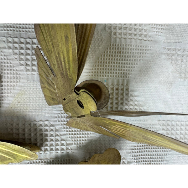 Vintage Brass Butterfly Wall Hangings Set of 3 Gradient Tones Double Wing Design