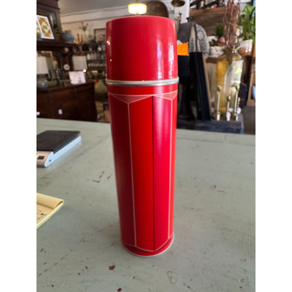 Vintage 1974 Thermos Model 2410 Red Insulated Metal Flask With Cup and Lid USA