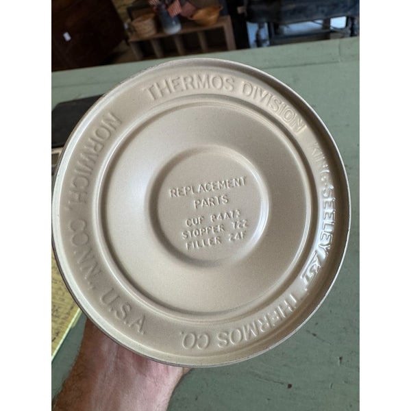 Vintage 1974 Thermos Model 2410 Red Insulated Metal Flask With Cup and Lid USA