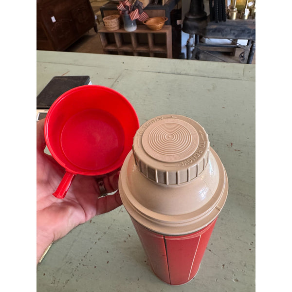Vintage 1974 Thermos Model 2410 Red Insulated Metal Flask With Cup and Lid USA