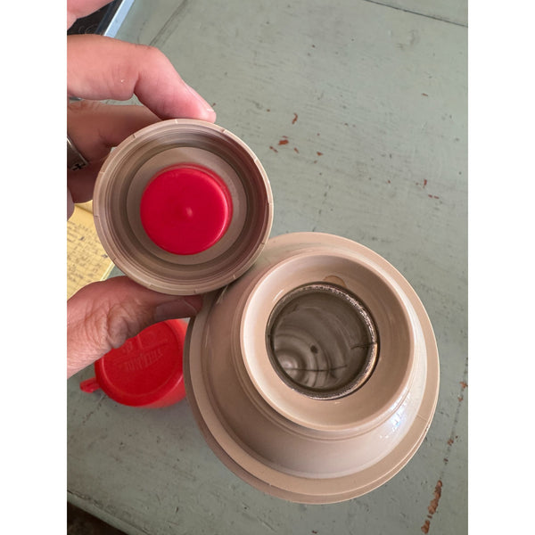 Vintage 1974 Thermos Model 2410 Red Insulated Metal Flask With Cup and Lid USA