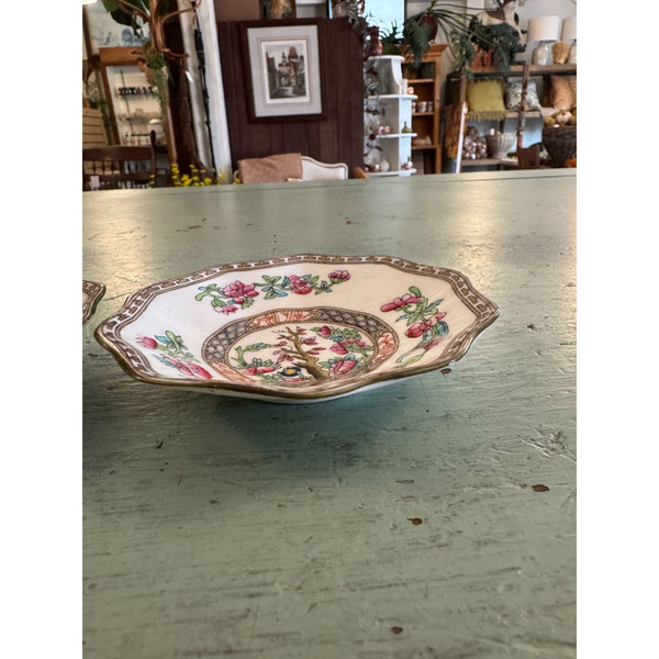 Coalport Indian Tree Teacup and 2 Saucers Bone China England Antique 1920s