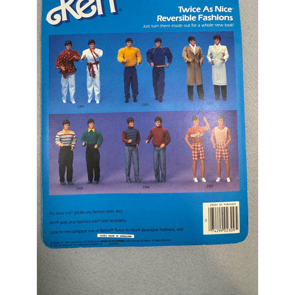Ken Mattel Twice as Nice Reversible Fashions 2309 Outfit 1980s Ken Doll NWB