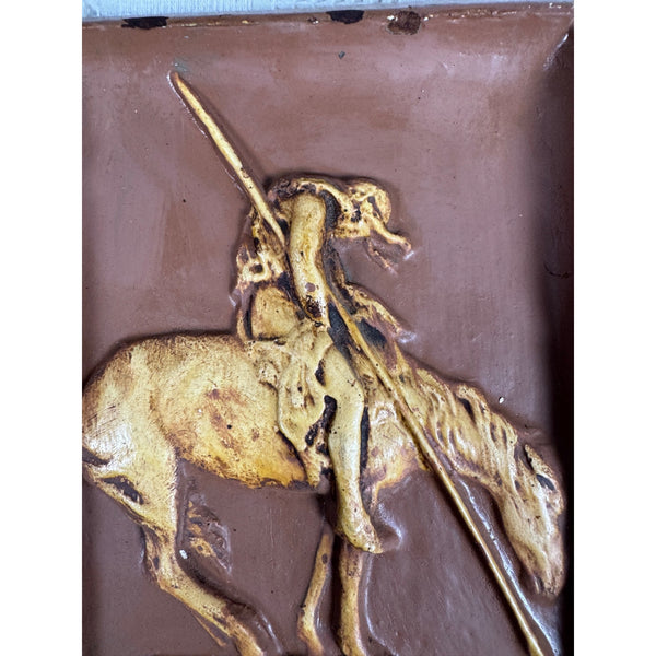 Vintage Plaster Relief Wall Art Native American On Horse End Of The Trail Style