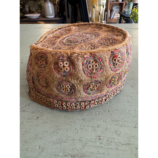 Vintage Turkish Bridal Hat Handmade Embroidered Intricate Design
