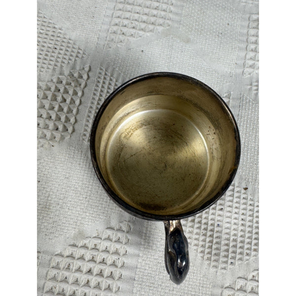 Vintage Sheridan Silver Co Baby Cup w Bunny Handle Silver On Copper Childrens