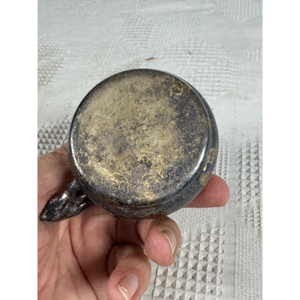 Vintage Sheridan Silver Co Baby Cup w Bunny Handle Silver On Copper Childrens