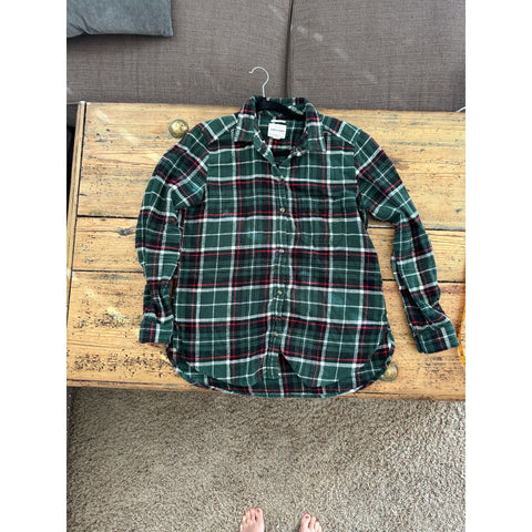 American Eagle Womens Green/Red Plaid Shirt