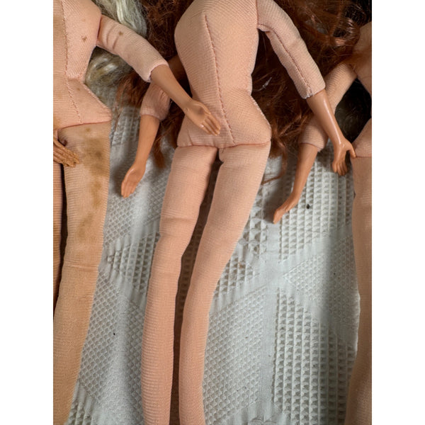 Vintage Lot Of 4 Mattel Bed Time Barbie Dolls With Soft Fabric Bodies 1990s