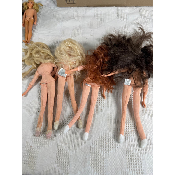 Vintage Lot Of 4 Mattel Bed Time Barbie Dolls With Soft Fabric Bodies 1990s
