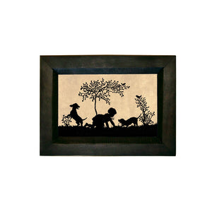 4"x6" Child with Puppies Printed Silhouette in Black Frame