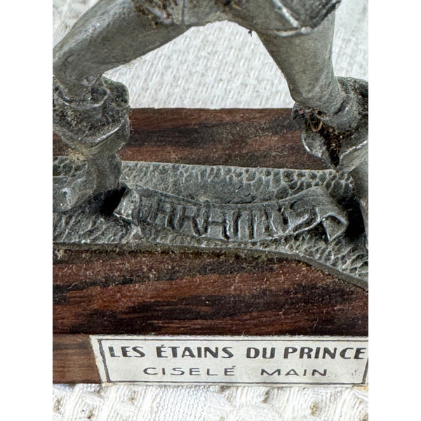 Les Étains Du Prince Handcrafted Pewter Musketeer Figurines Set Of 4 Wood Bases