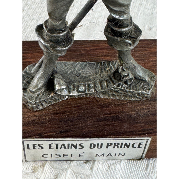 Les Étains Du Prince Handcrafted Pewter Musketeer Figurines Set Of 4 Wood Bases