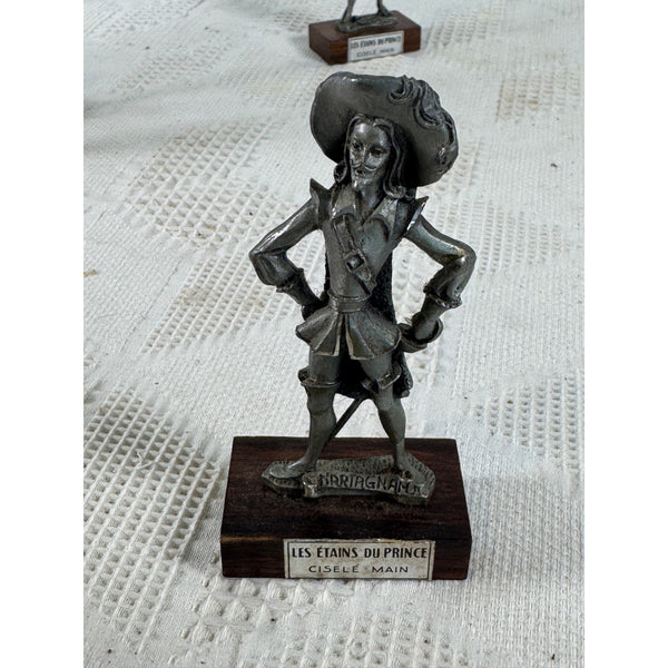 Les Étains Du Prince Handcrafted Pewter Musketeer Figurines Set Of 4 Wood Bases