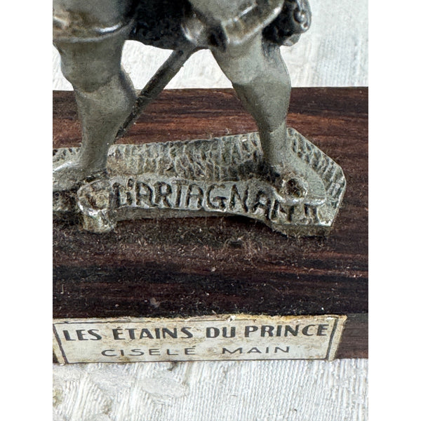Les Étains Du Prince Handcrafted Pewter Musketeer Figurines Set Of 4 Wood Bases