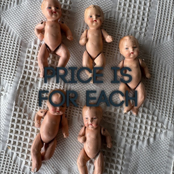 Antique German Bisque Jointed Baby Doll Collectible 3.5" 1920s Price is for EACH