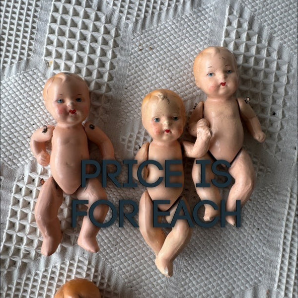 Antique German Bisque Jointed Baby Doll Collectible 3.5" 1920s Price is for EACH