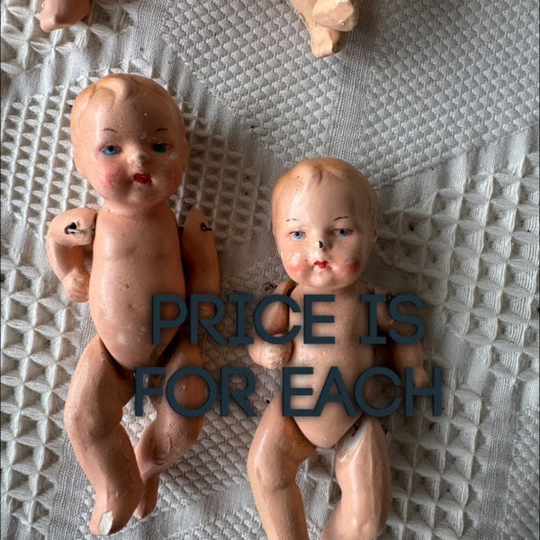 Antique German Bisque Jointed Baby Doll Collectible 3.5" 1920s Price is for EACH