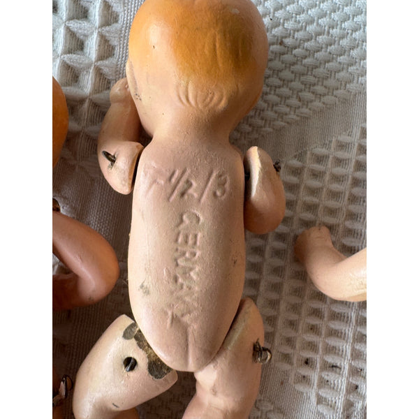 Antique German Bisque Jointed Baby Doll Collectible 3.5" 1920s Price is for EACH