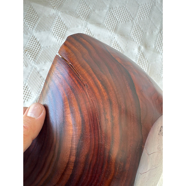 Handcrafted Square Wooden Bowl w Unique Grain Pattern Natural Edge Rustic Décor