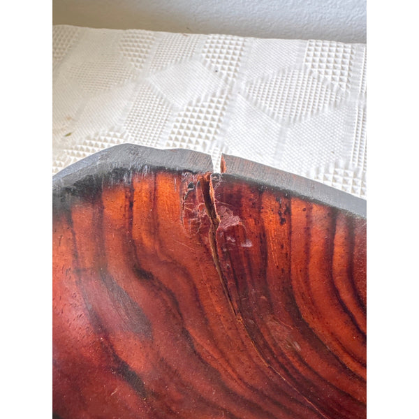 Handcrafted Square Wooden Bowl w Unique Grain Pattern Natural Edge Rustic Décor