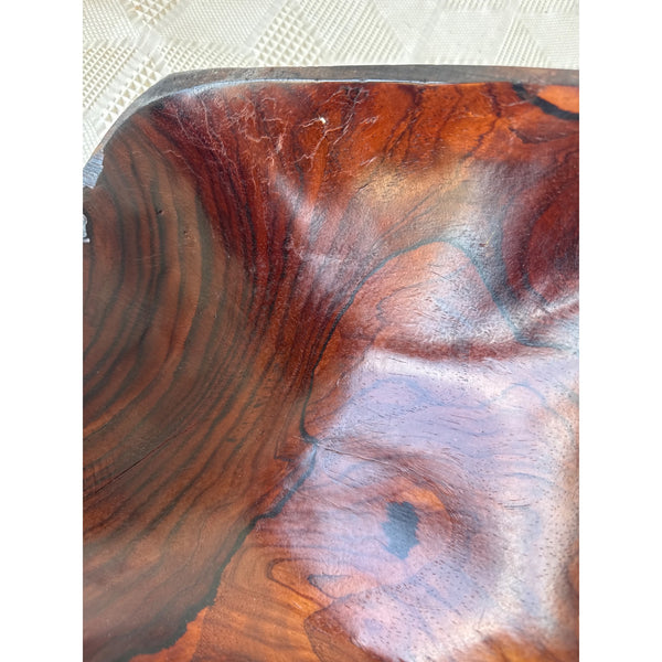 Handcrafted Square Wooden Bowl w Unique Grain Pattern Natural Edge Rustic Décor