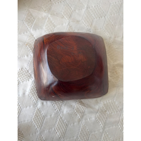 Handcrafted Square Wooden Bowl w Unique Grain Pattern Natural Edge Rustic Décor