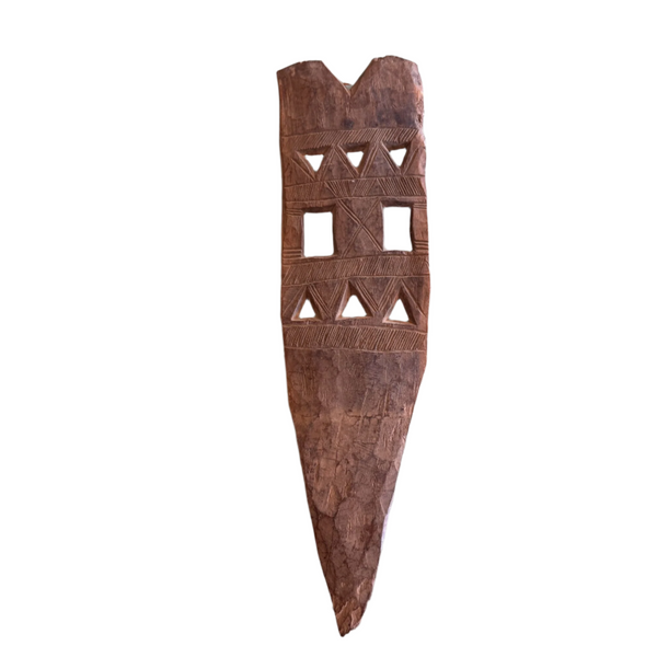African Tribal Wooded Decorative Carving Geometric Patterns Rustic Antique Decor