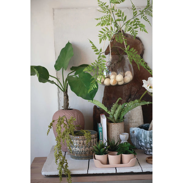 Embossed Stoneware Planter