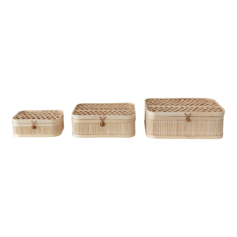 Hand-Woven Bamboo Boxes with Closures