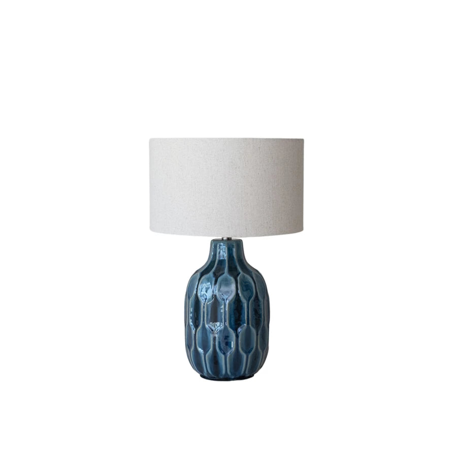 Ceramic Table Lamp & Linen Shade & Inline Switch