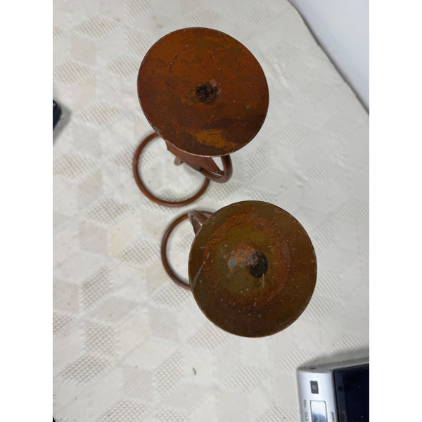 Rustic Metal Texas Star Design Pillar Candle Holders Set Of 2 Western Style
