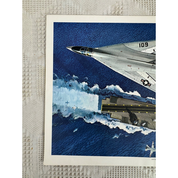 United States Navy F111B Fighter Jet Art Print Aircraft Carrier Vintage Military