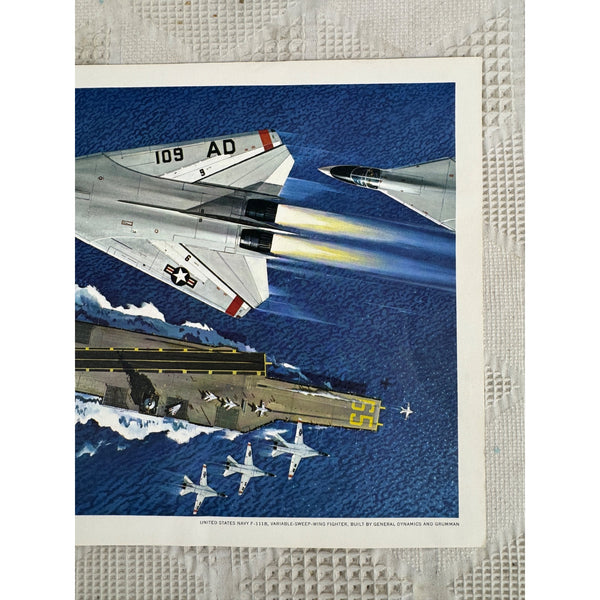 United States Navy F111B Fighter Jet Art Print Aircraft Carrier Vintage Military