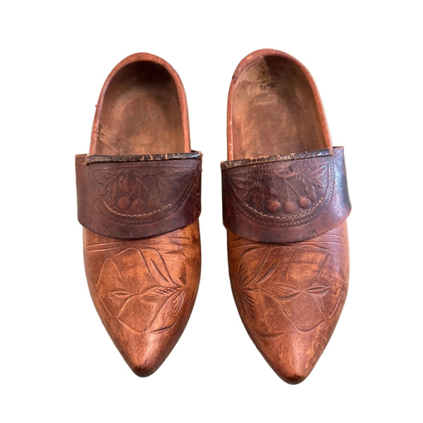 Primitive Handcrafted Wooden Dutch Clogs