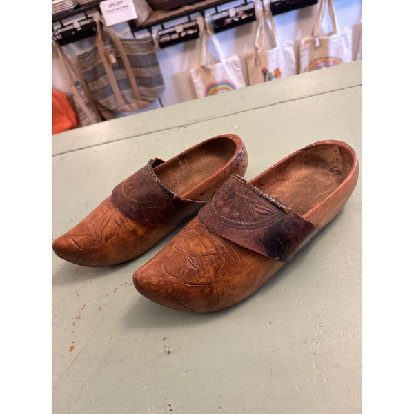 Primitive Handcrafted Wooden Dutch Clogs