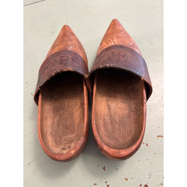 Primitive Handcrafted Wooden Dutch Clogs
