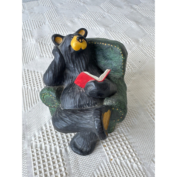 Bearfoots Bob Bear Reading Figurine by Big Sky Carvers Jeff Fleming