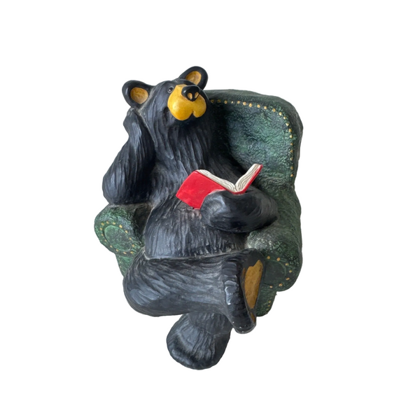 Bearfoots Bob Bear Reading Figurine by Big Sky Carvers Jeff Fleming 