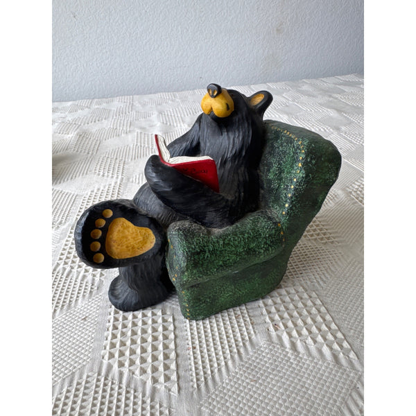 Bearfoots Bob Bear Reading Figurine by Big Sky Carvers Jeff Fleming
