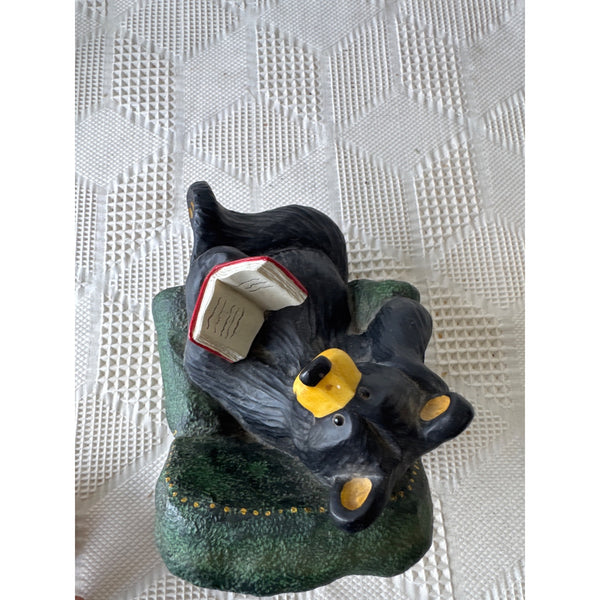 Bearfoots Bob Bear Reading Figurine by Big Sky Carvers Jeff Fleming