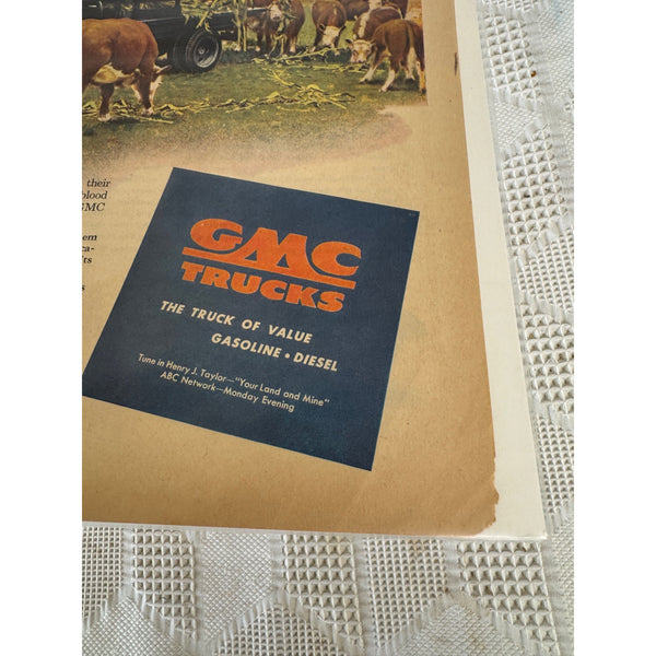 Vintage 1949 GMC Trucks Magazine Advertisement Ephemera Finest In The Field Farm