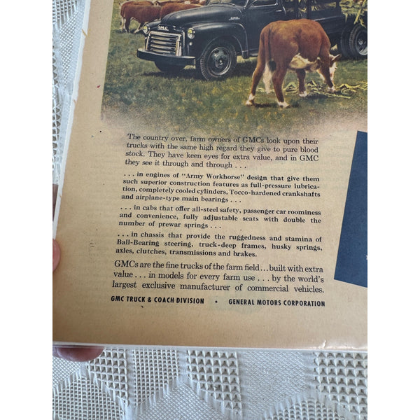 Vintage 1949 GMC Trucks Magazine Advertisement Ephemera Finest In The Field Farm