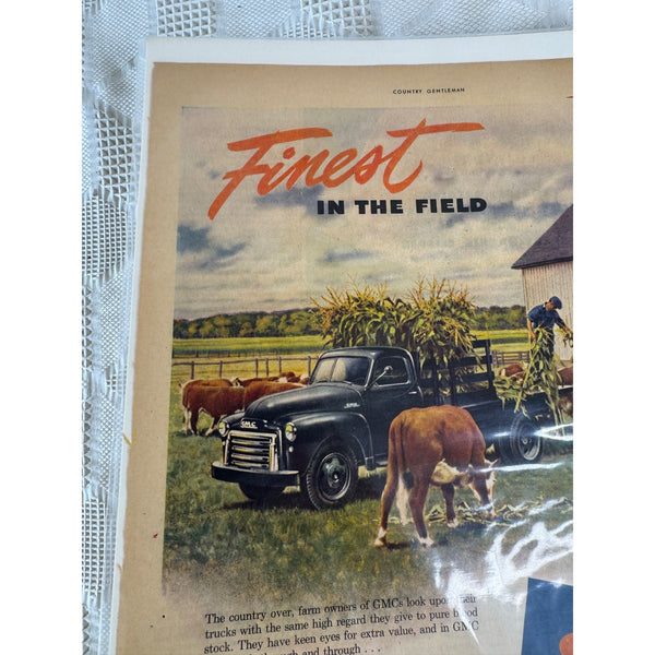 Vintage 1949 GMC Trucks Magazine Advertisement Ephemera Finest In The Field Farm