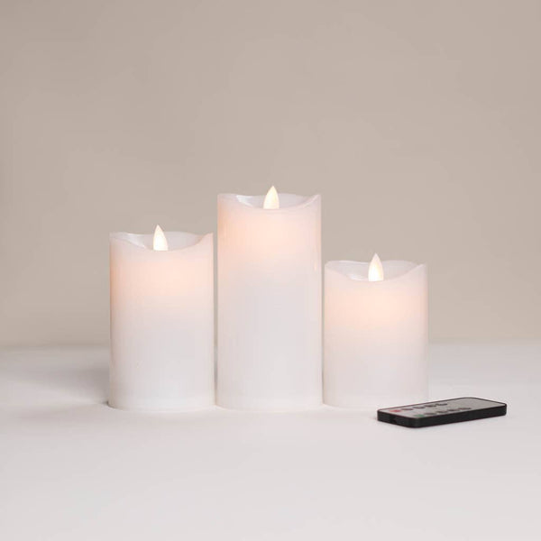 Flameless Pillar Candles Set